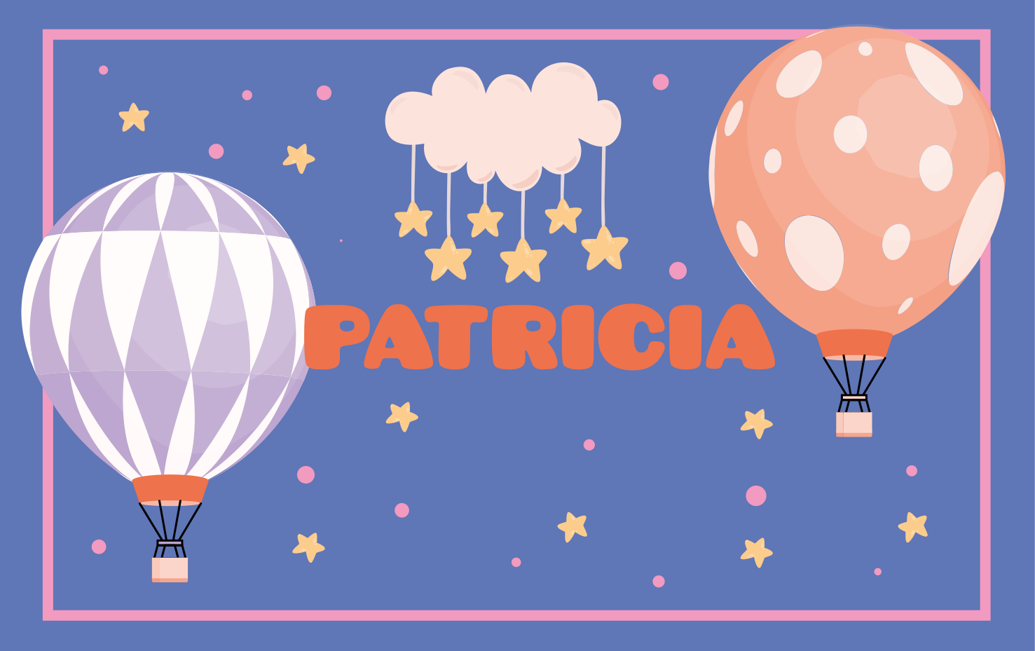 Tapete vinílico com nome aventuras de balão - TenStickers