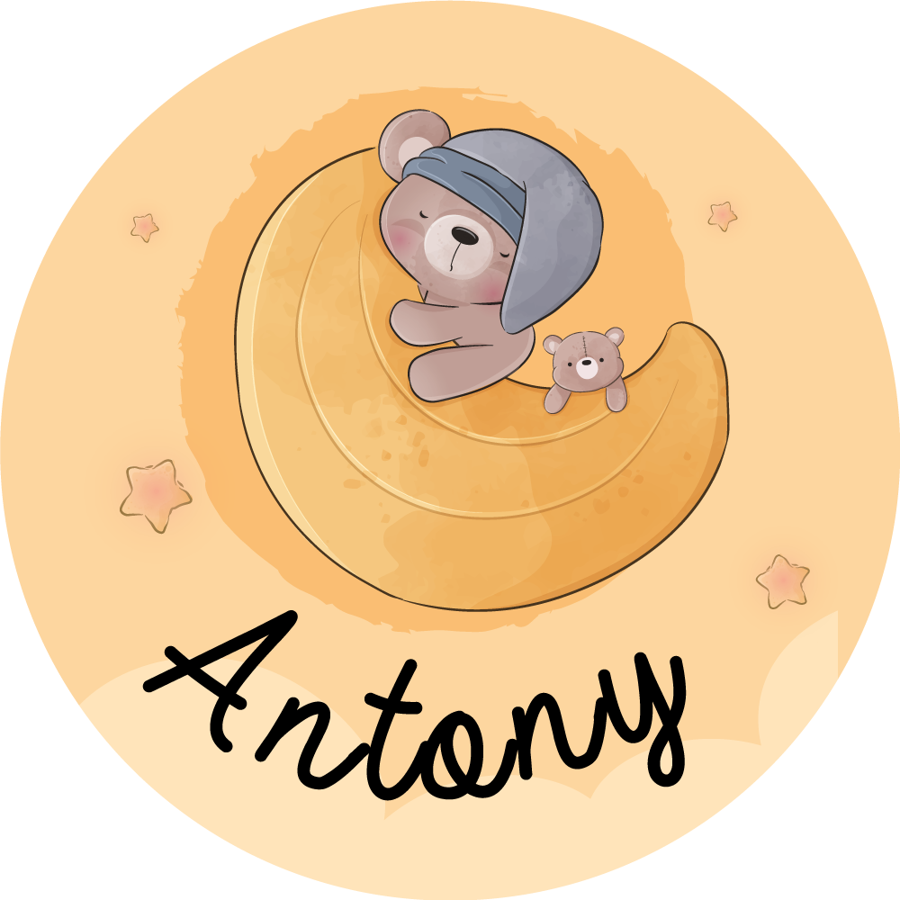 Tapete vinílico com nome de urso sonolento - TenStickers