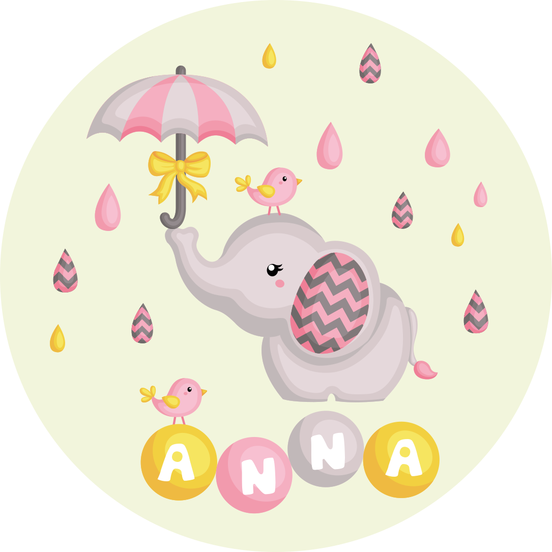 Tapete personalizado de elefante infantil e guarda-chuva de pássa - TenStickers