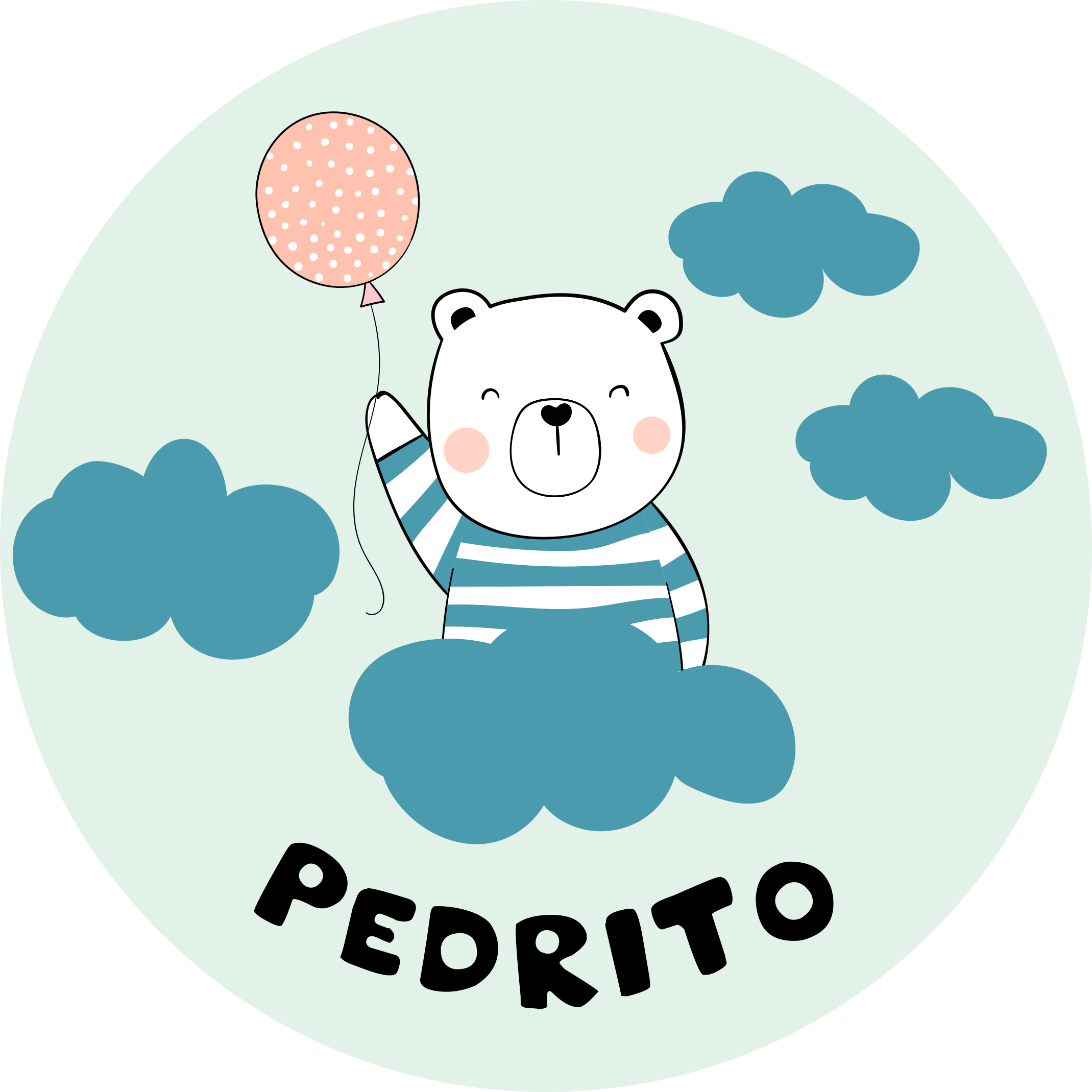 Bebê urso branco na nuvem azul tapete personalizado - TenStickers