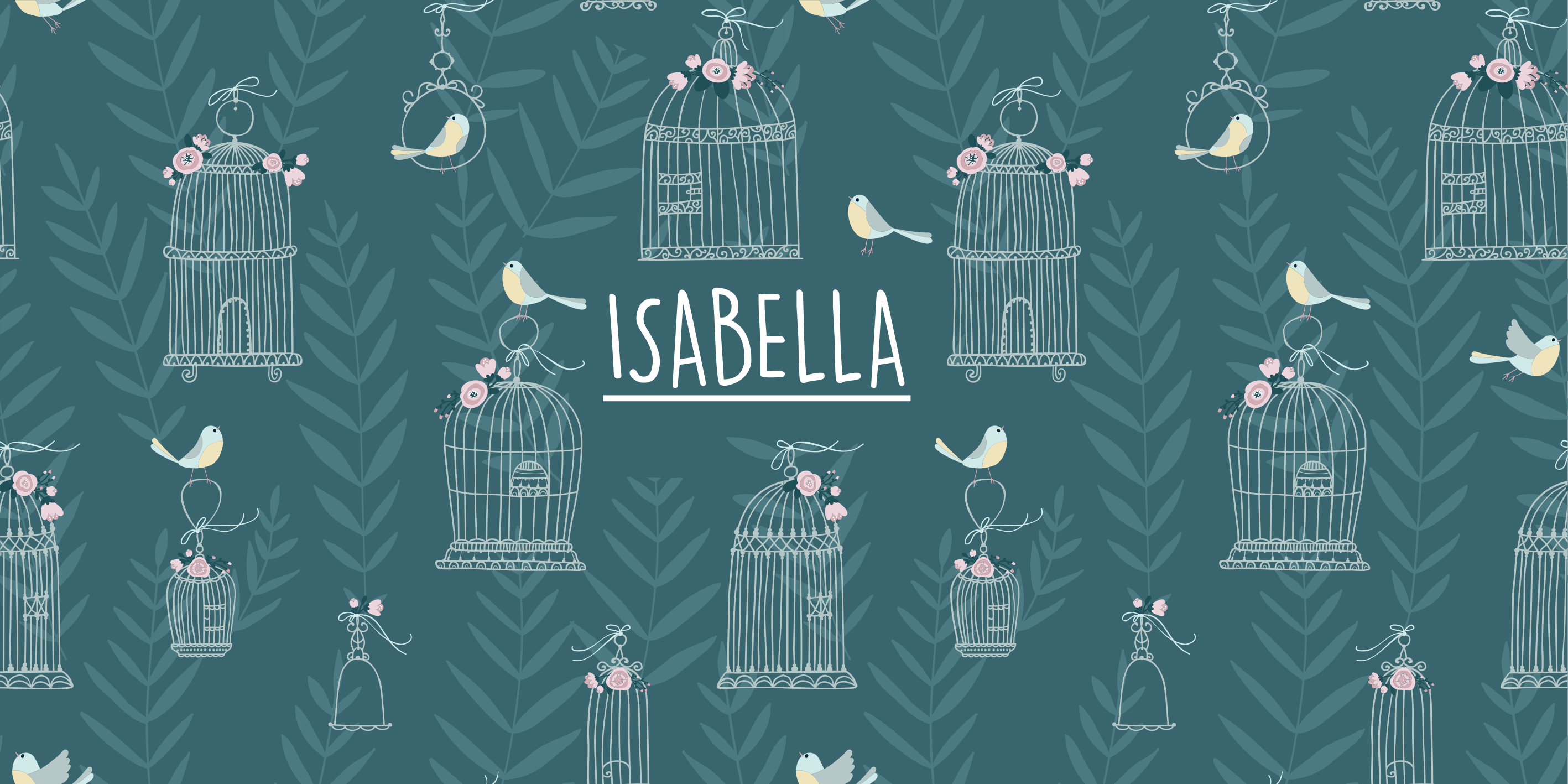 Tapete personalizado de flores nórdicas e gaiolas de passarinho - TenStickers