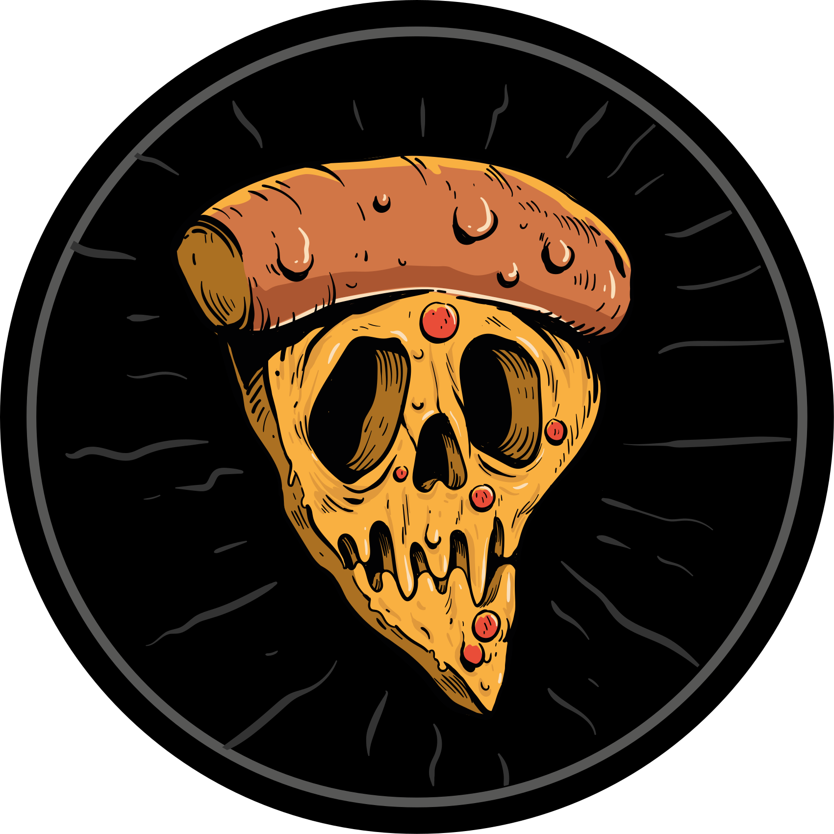Tapete moderno em estilo de graffiti de caveira de pizza - TenStickers