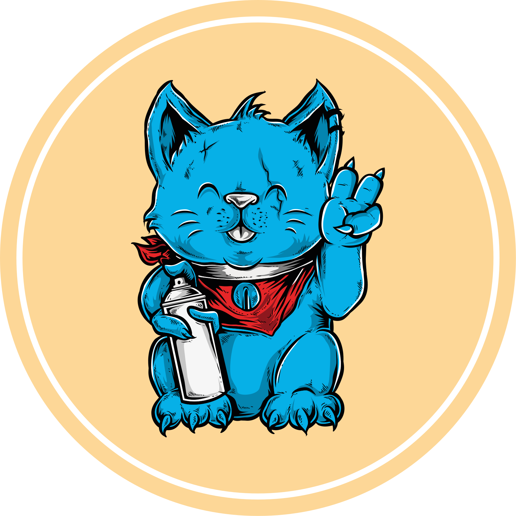 Gato de desenho animado com brinco tapete moderno - TenStickers