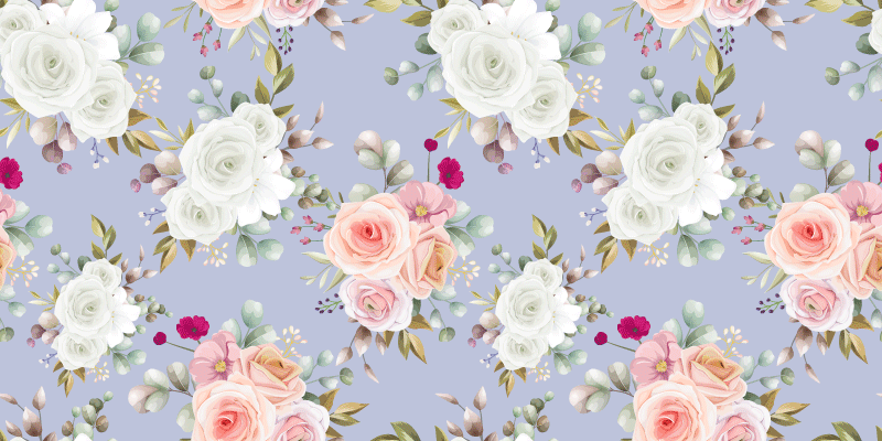 Tapete floral azul e roxo aquarela - TenStickers