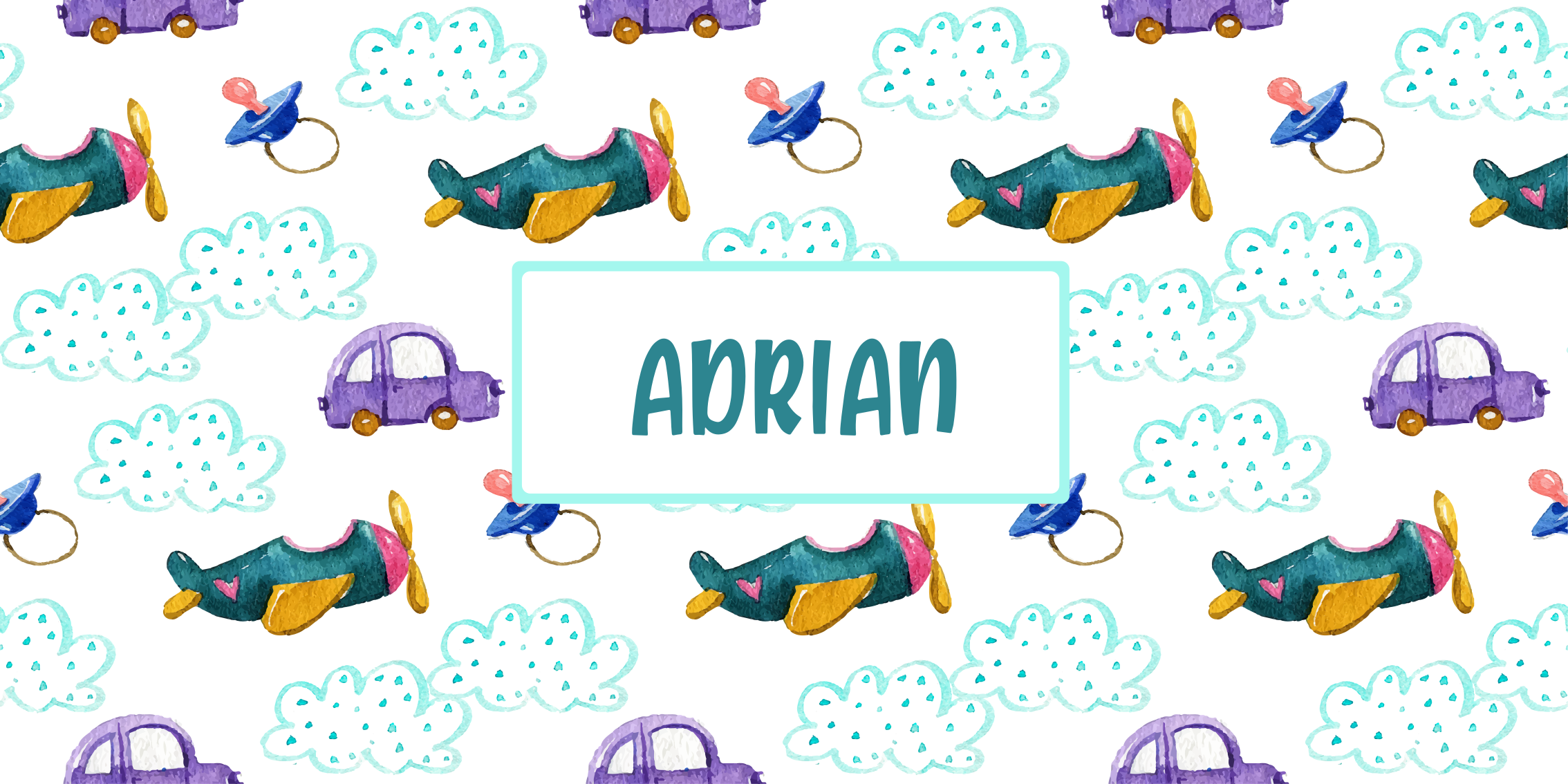 Tapete vinílico com nome tema de avião caprichoso - TenStickers