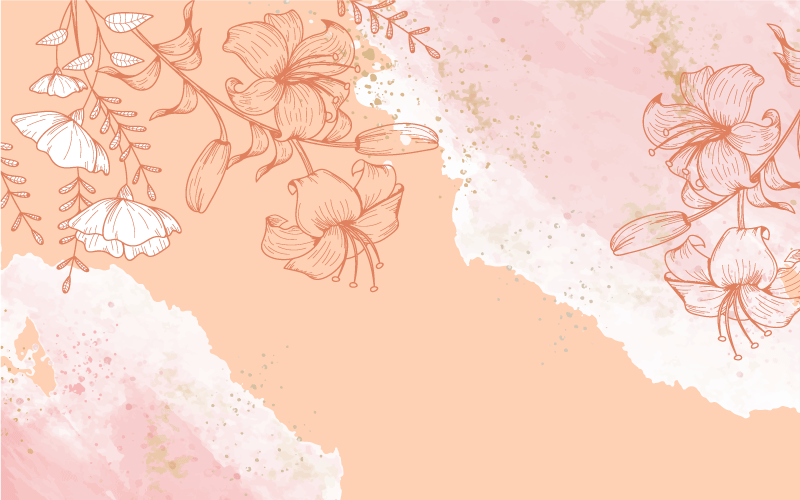 Flores em aquarela com tapete floral rosa laranja - TenStickers