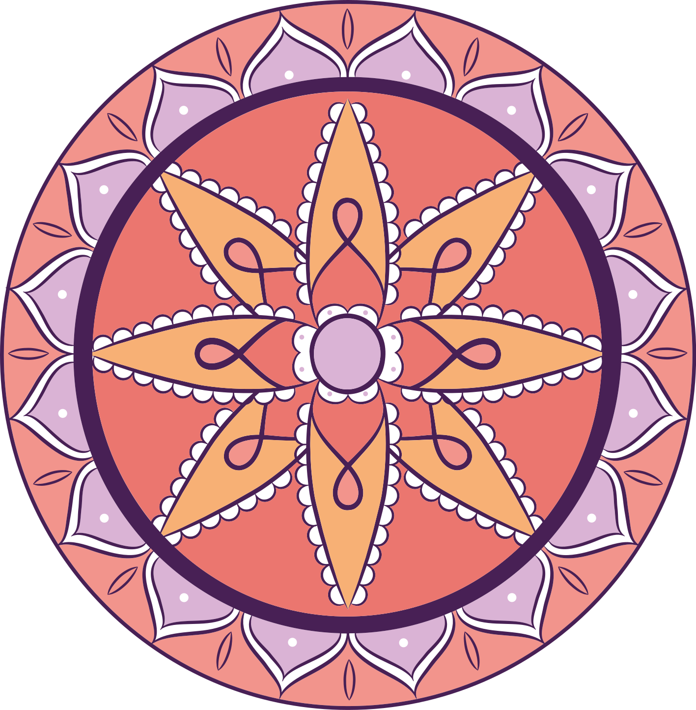 Tapete vinílico de mandala motivo rosa simples - TenStickers