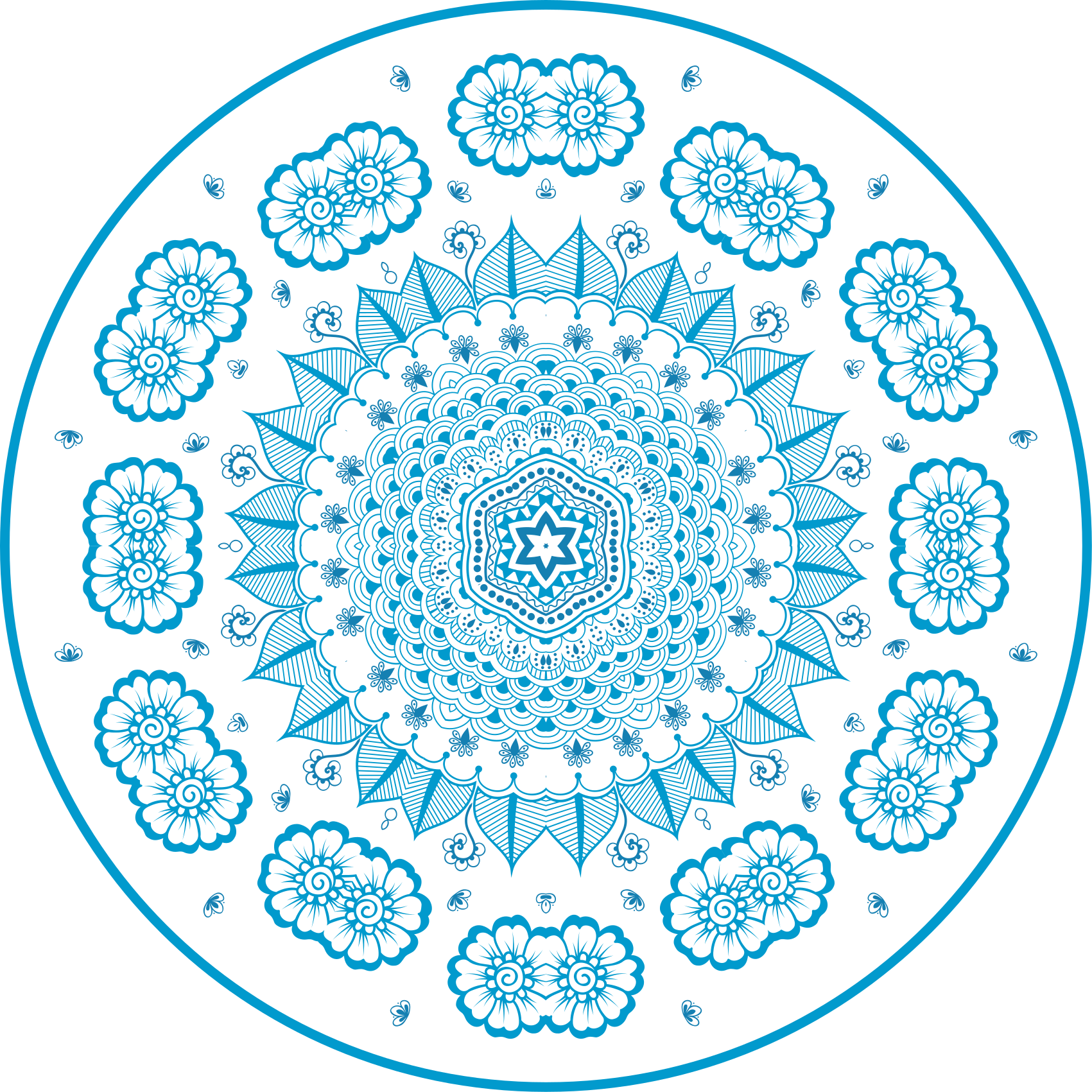 Tapete vinílico de mandala inspiração floral intrincada - TenStickers