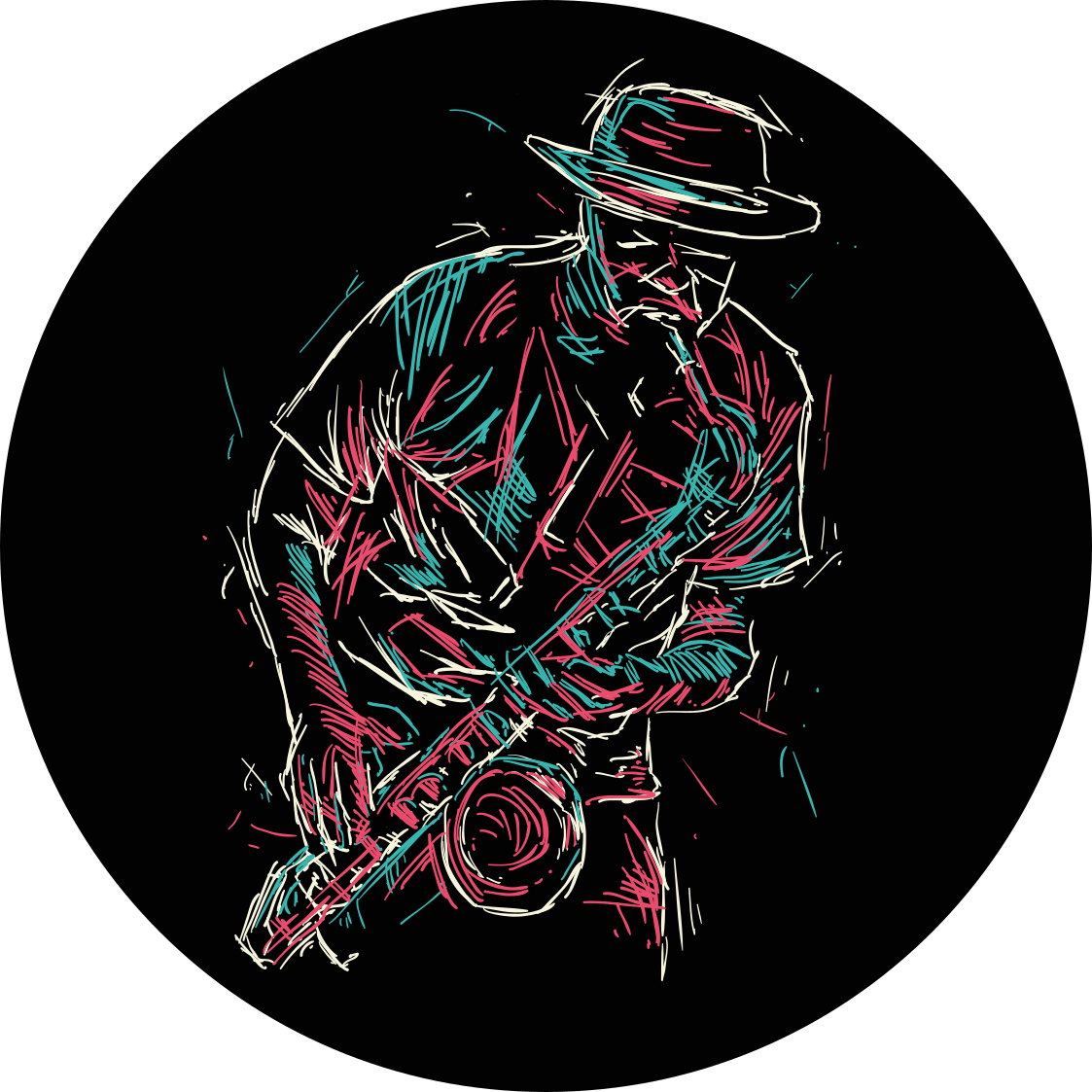 Tapete vinílico redondo apresentação de músico de jazz - TenStickers