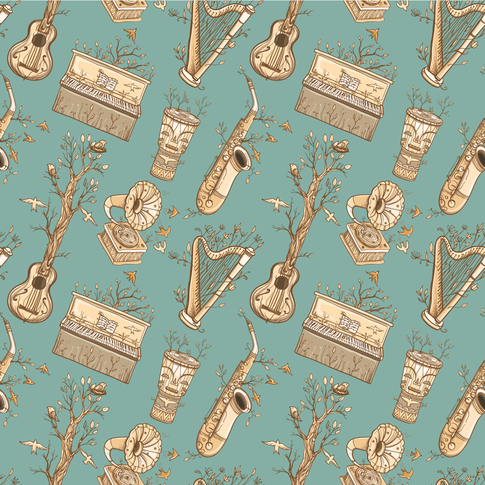 Tapete vinílico criança conceito de instrumentos musicais - TenStickers