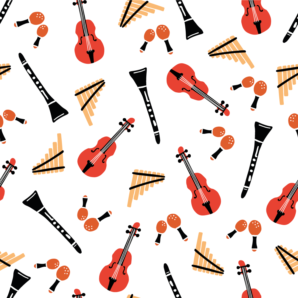 Tapete vinílico criança com motivos de instrumentos musicais - TenStickers