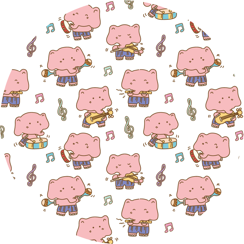 Tapete vinílico de animais diversão musical com elefantes - TenStickers