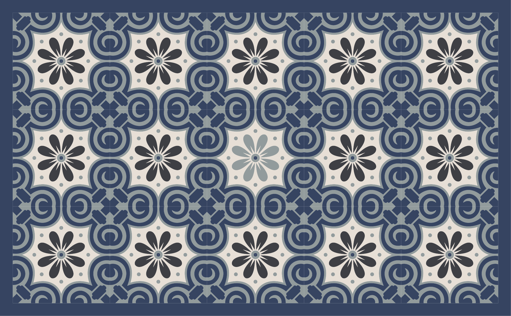 Tapete vinílico azulejos composição floral elegante - TenStickers
