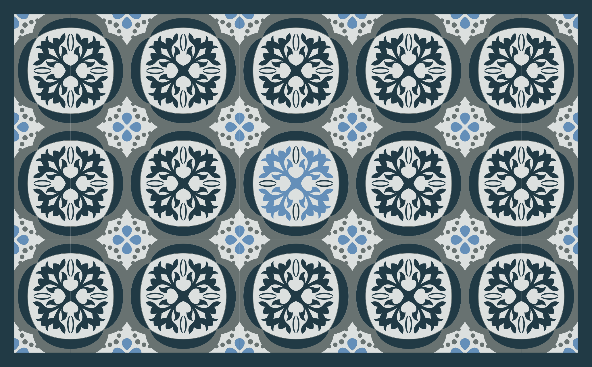 Tapete vinílico azulejos florais elegantes - TenStickers