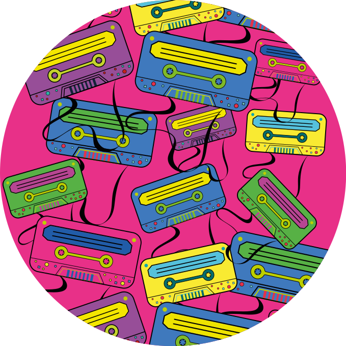 Tapete vinílico criança fitas cassete vivas - TenStickers