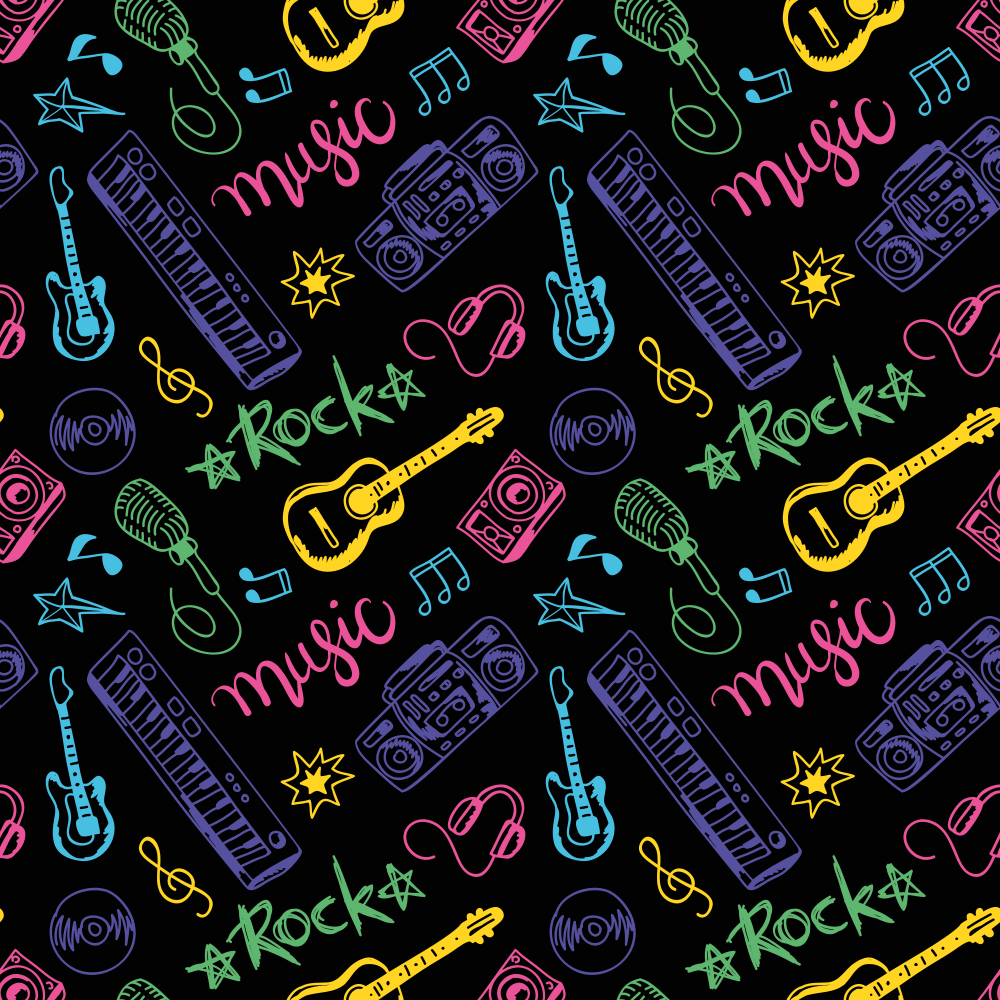 ícones planos instrumentos musicais tapete quadrado de vinil - TenStickers