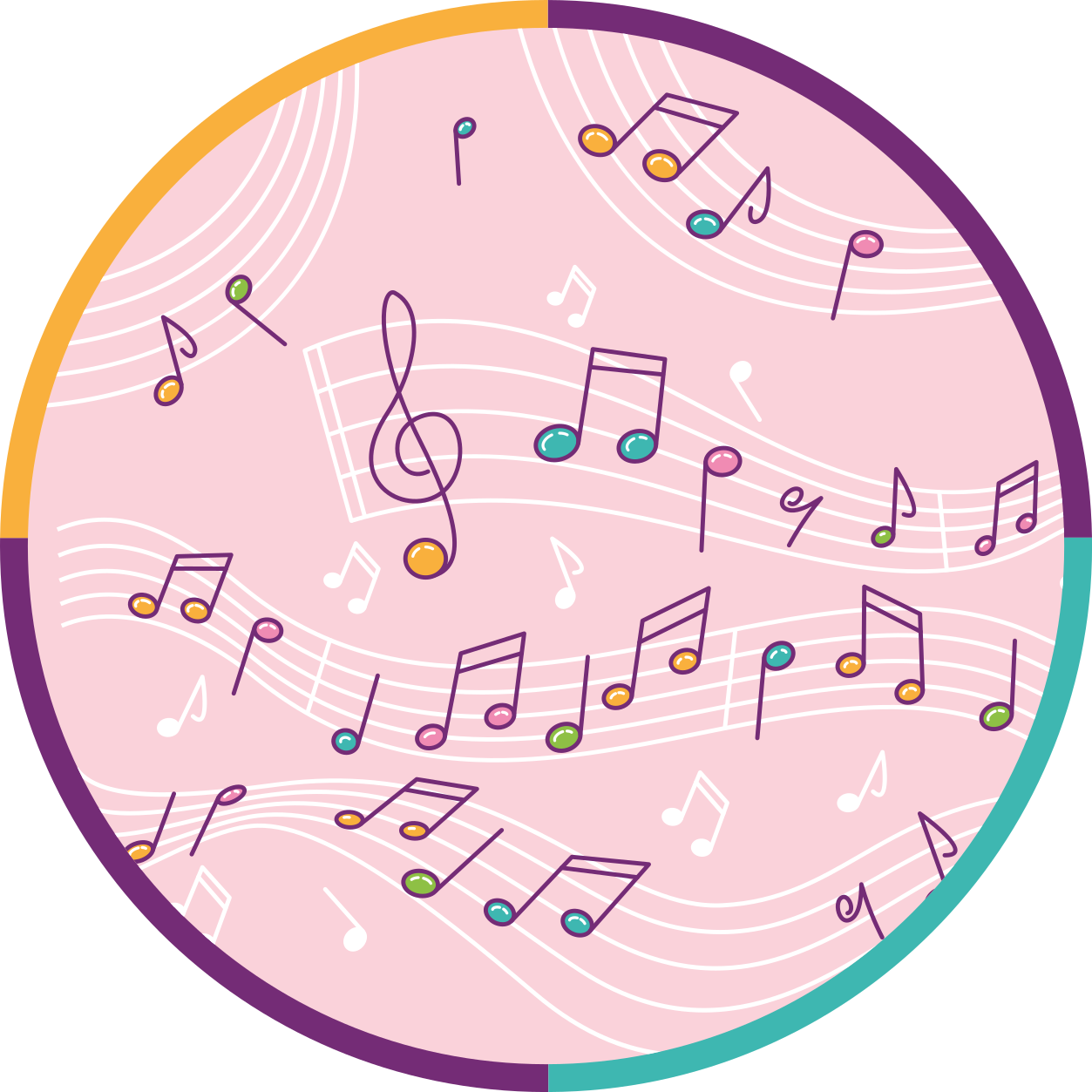 Tapete vinílico juvenil motivo de notas musicais - TenStickers
