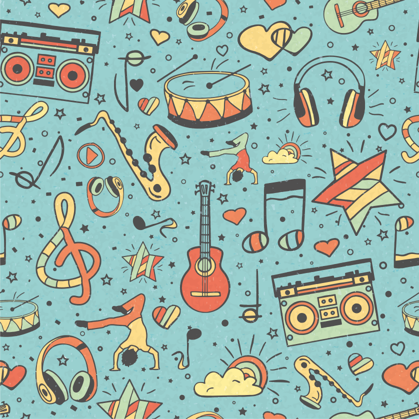 Tapete vinílico criança símbolos musicais lúdicos - TenStickers