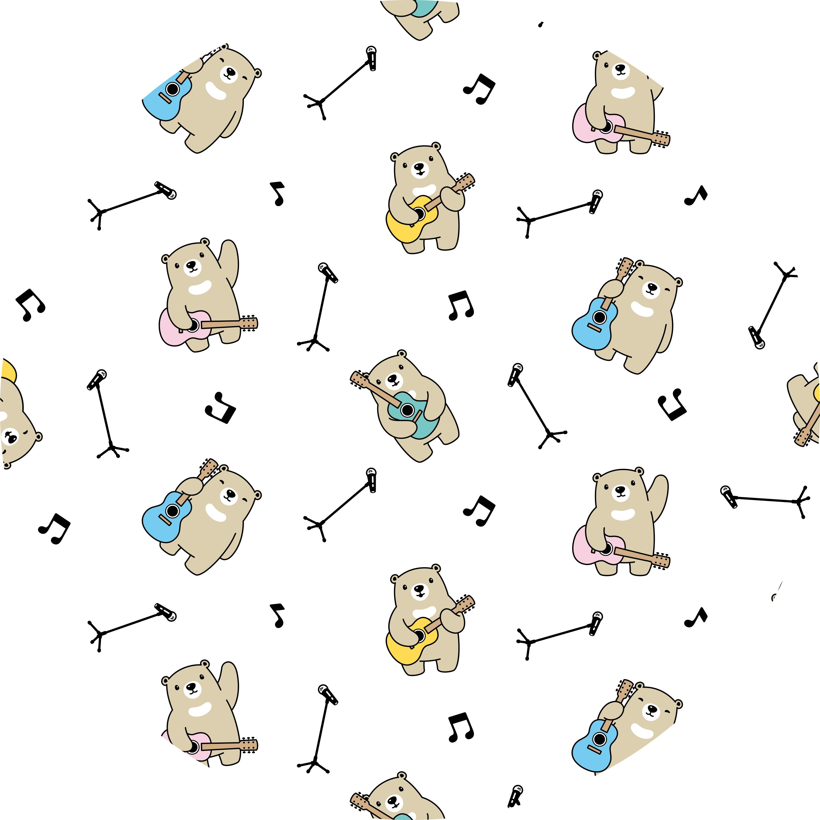Tapete vinílico para bebés diversão musical de urso - TenStickers