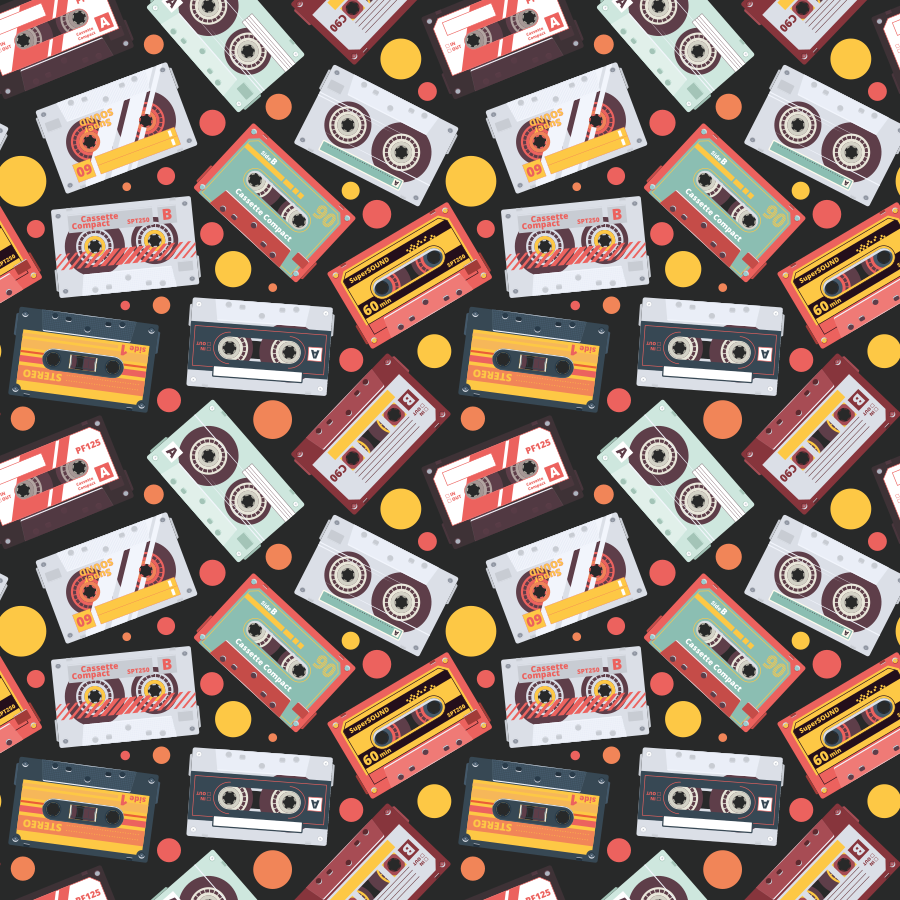 Tapete vinílico texturas estilo cassete retrô - TenStickers
