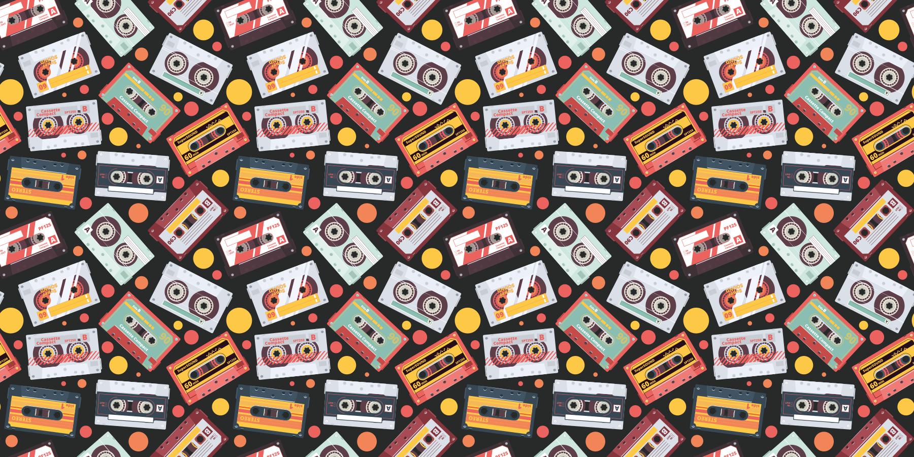 Tapete vinílico criança fitas cassetes vintage - TenStickers