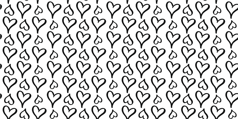 tapete em vinil retangular preto ilustrado com ícones de coração - TenStickers