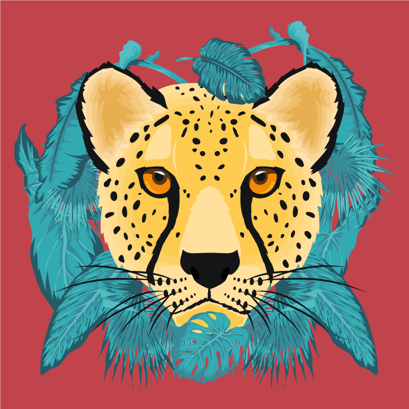 Tapete de animais gráficos de leopardo estilo oriental - TenStickers