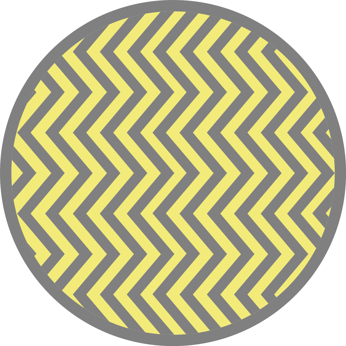 Tapete circular cinza e amarelo com linhas em zigue-zague - TenStickers