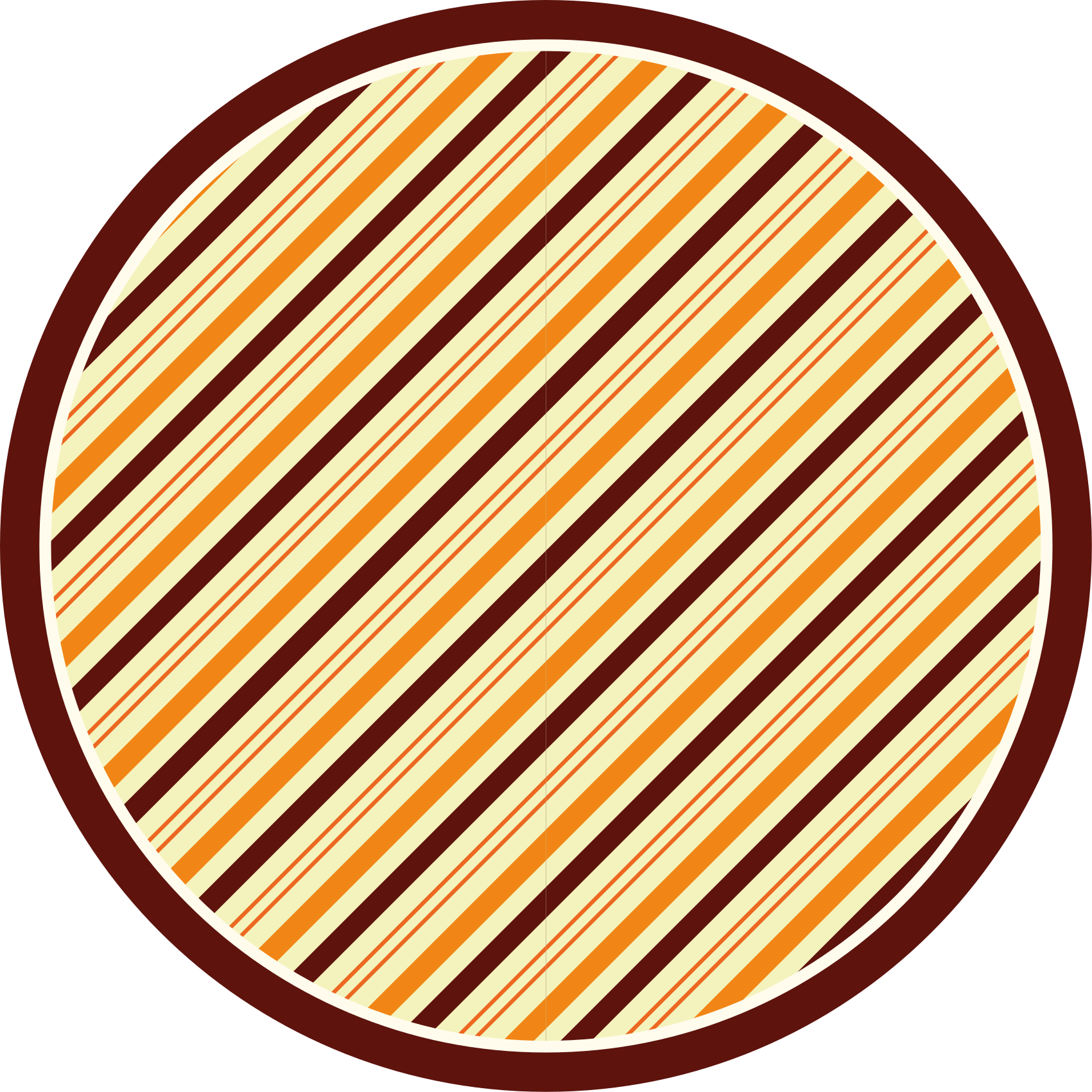Tapete circular com padrão laranja e marrom retrô - TenStickers