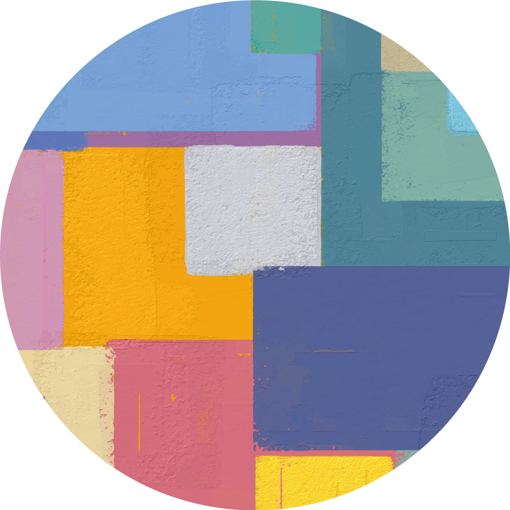 Pintura abstrata quadrados coloridos tapete circular - TenStickers