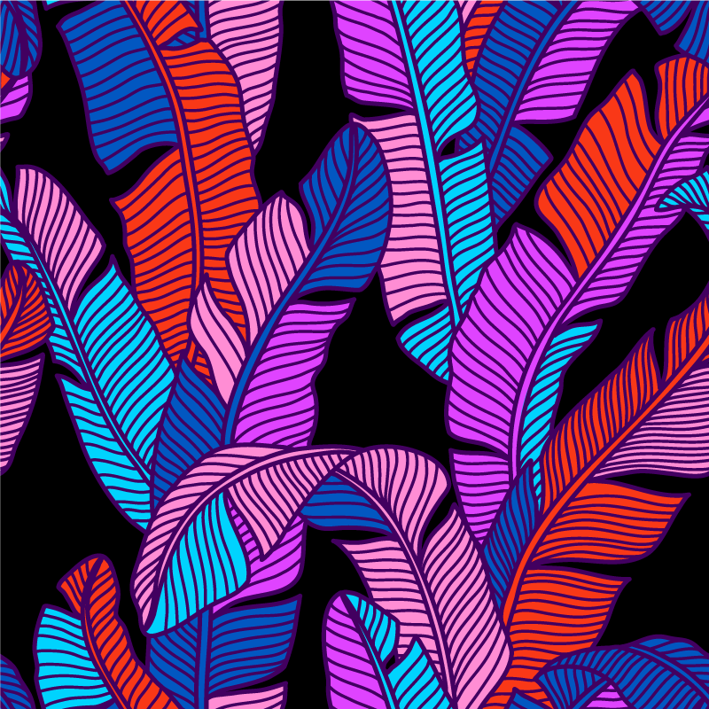 Tapete vinílico flores e plantas padrões de folhas vibrantes - TenStickers