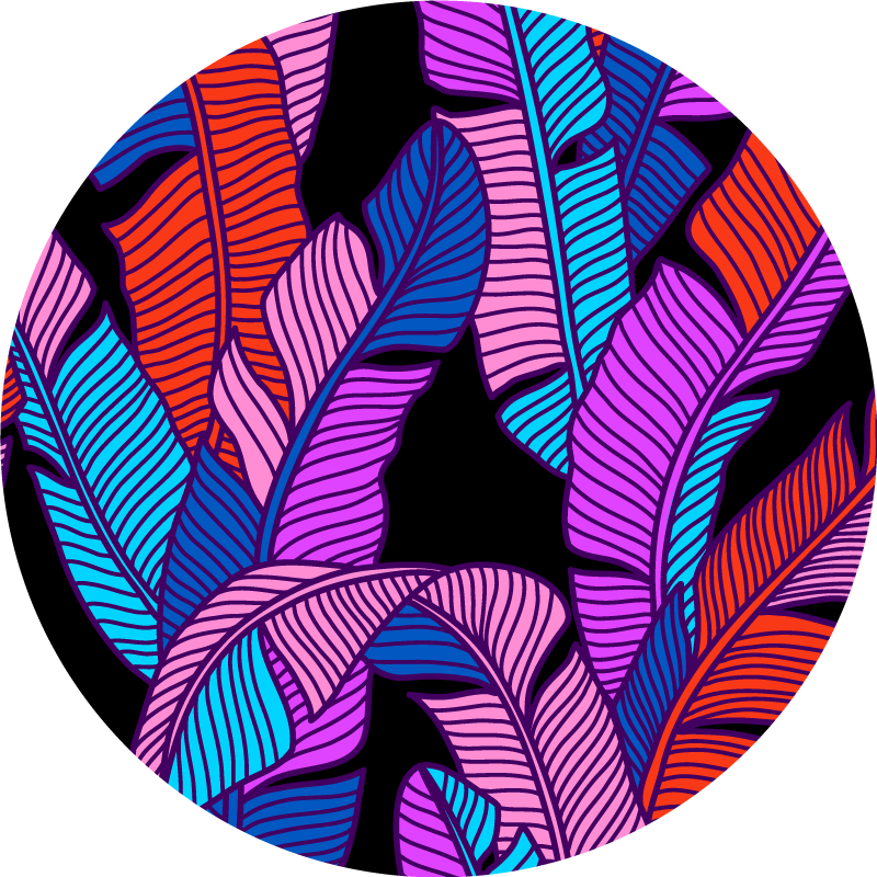 Tapete vinílico flores e plantas elementos de folhas vivas - TenStickers