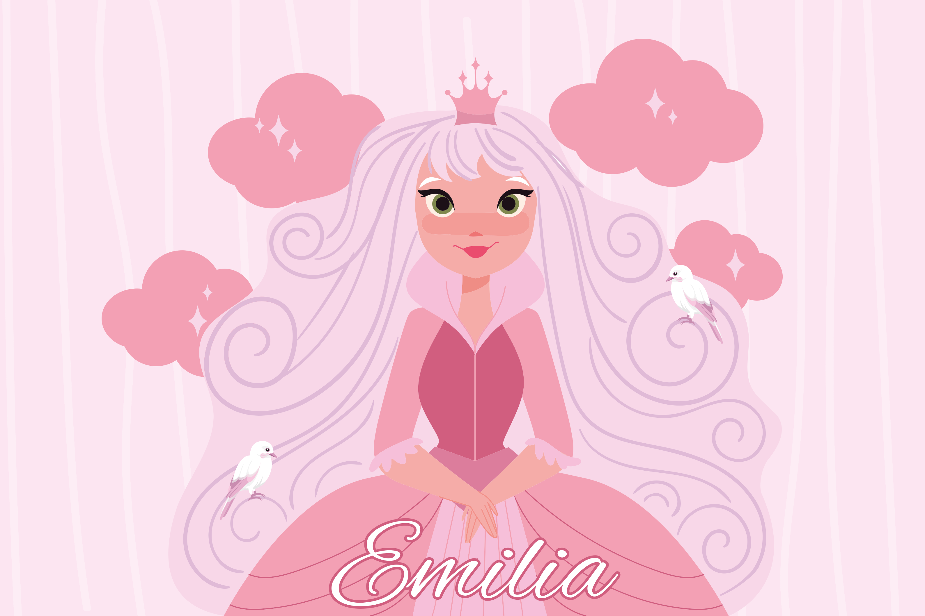 Tapete personalizado princesa rosa cartoon - TenStickers