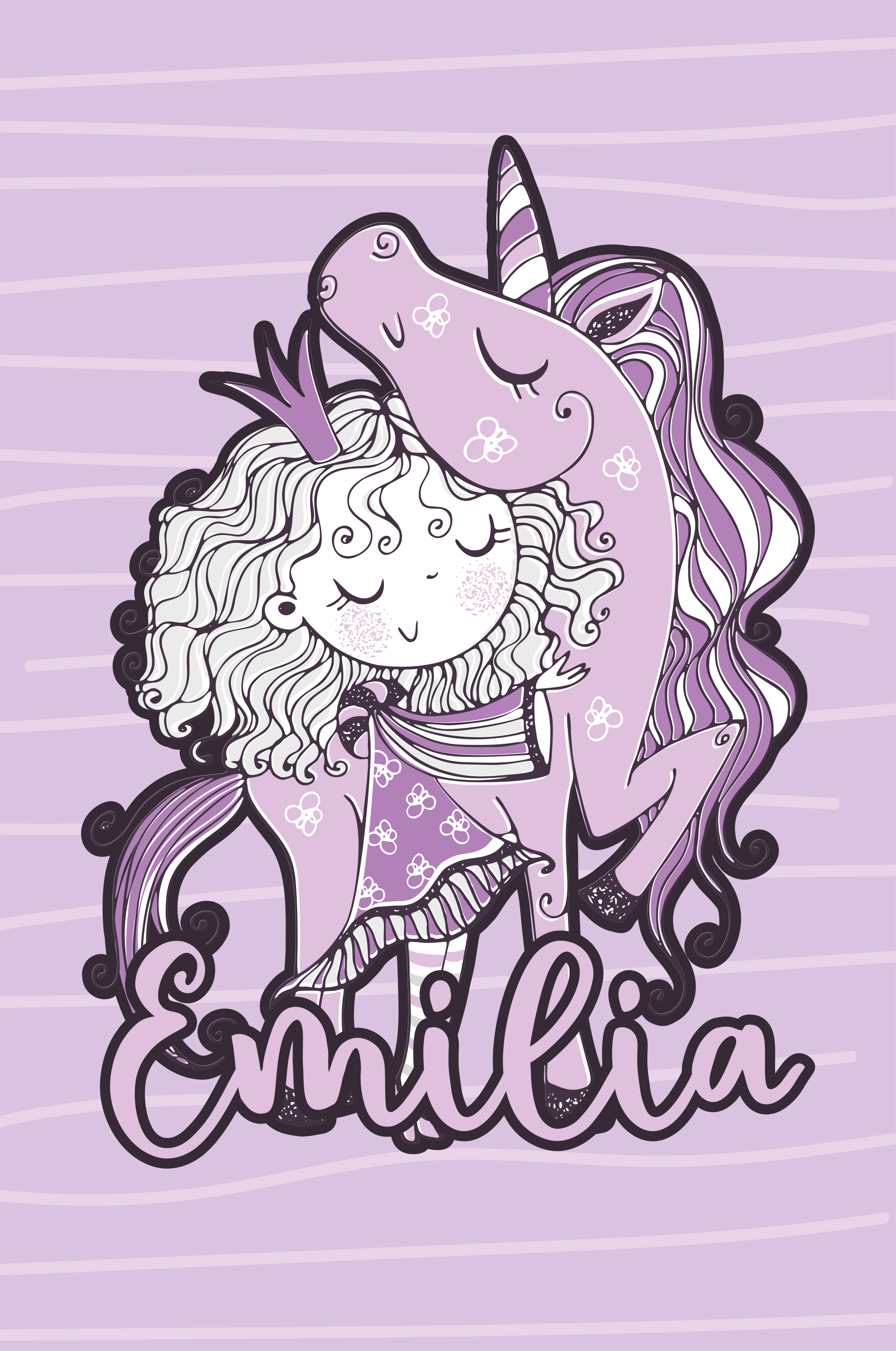 Princesa artística com tapete personalizado unicórnio - TenStickers