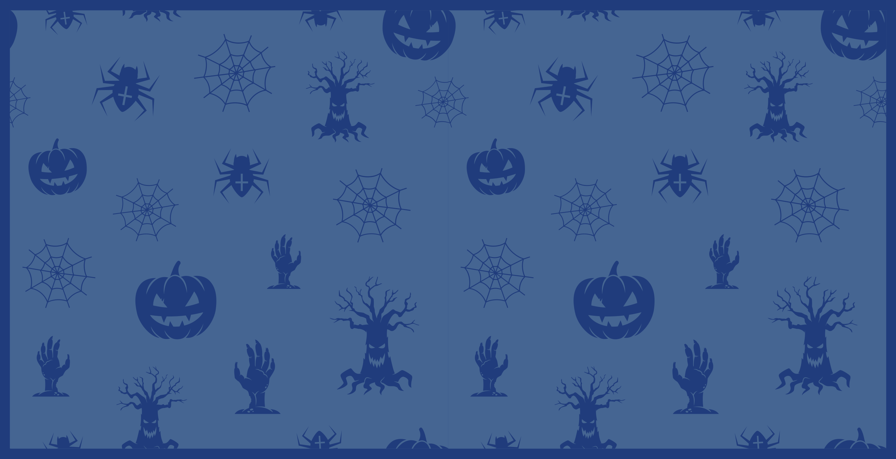 tapete em vinil retangular azul com personagens de halloween - TenStickers