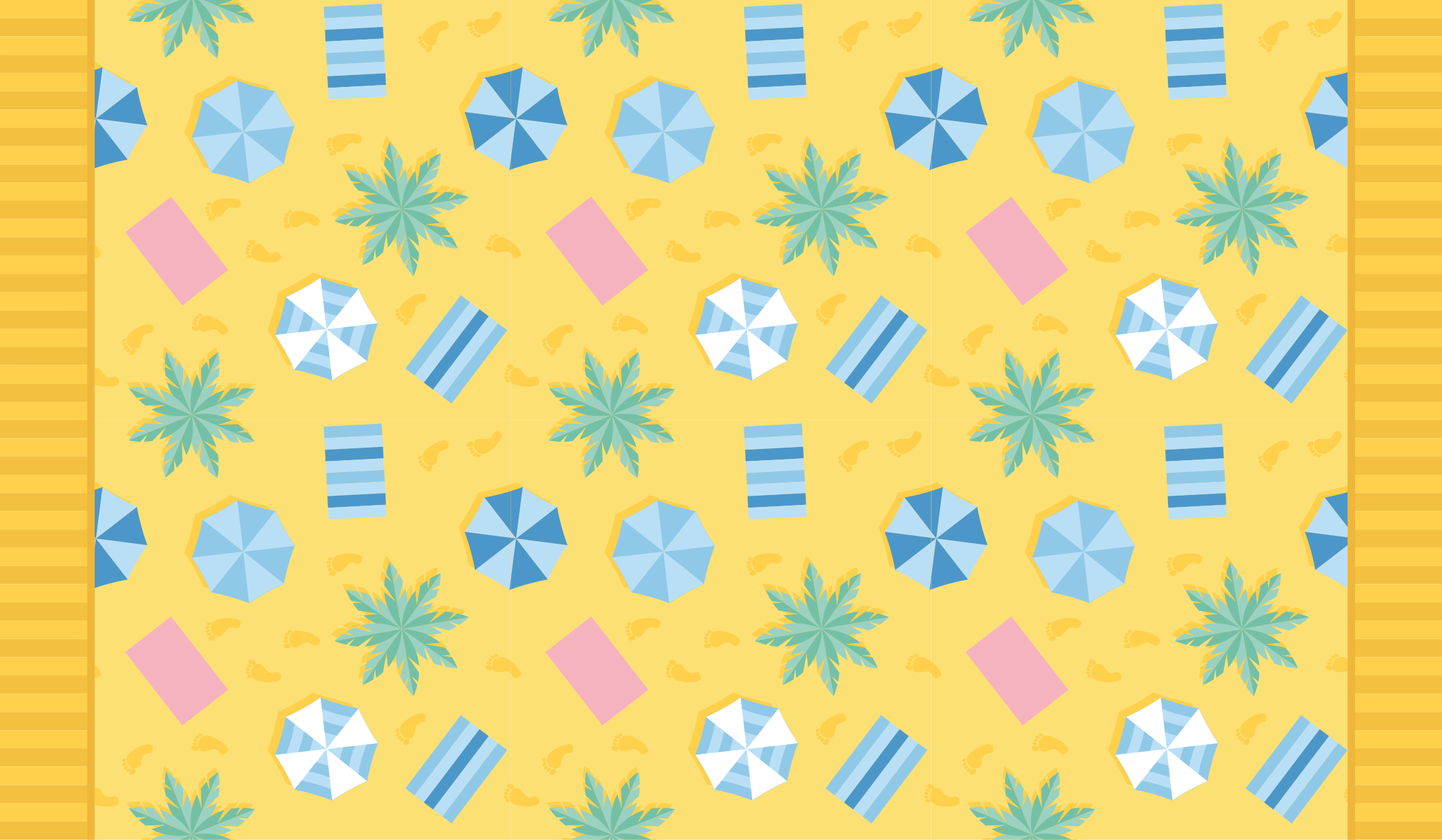 Tapete moderno plano de verão tropical com padrão de praia - TenStickers