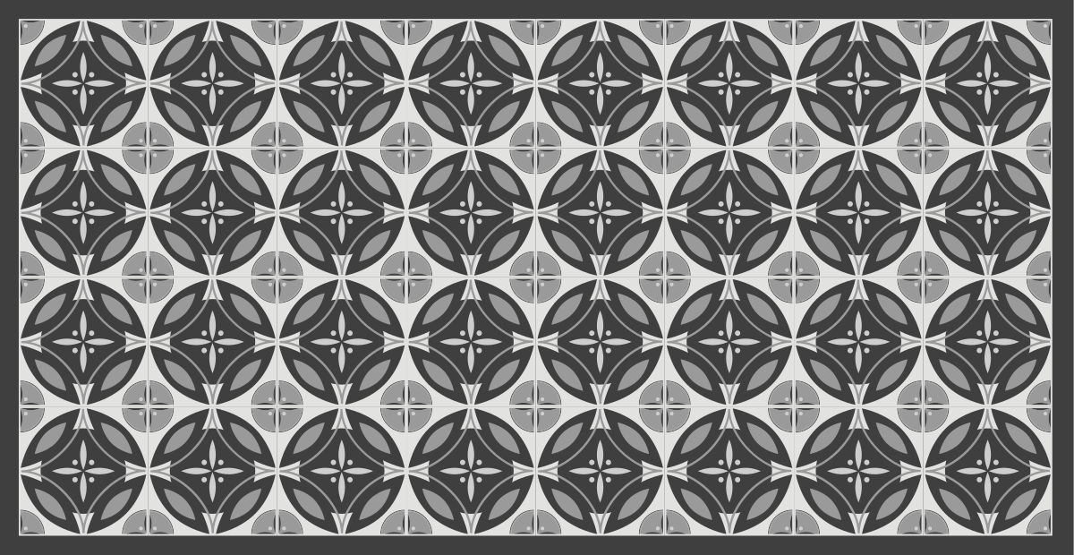 Tapete de ladrilhos de padrão de formas suaves cinza e branco - TenStickers