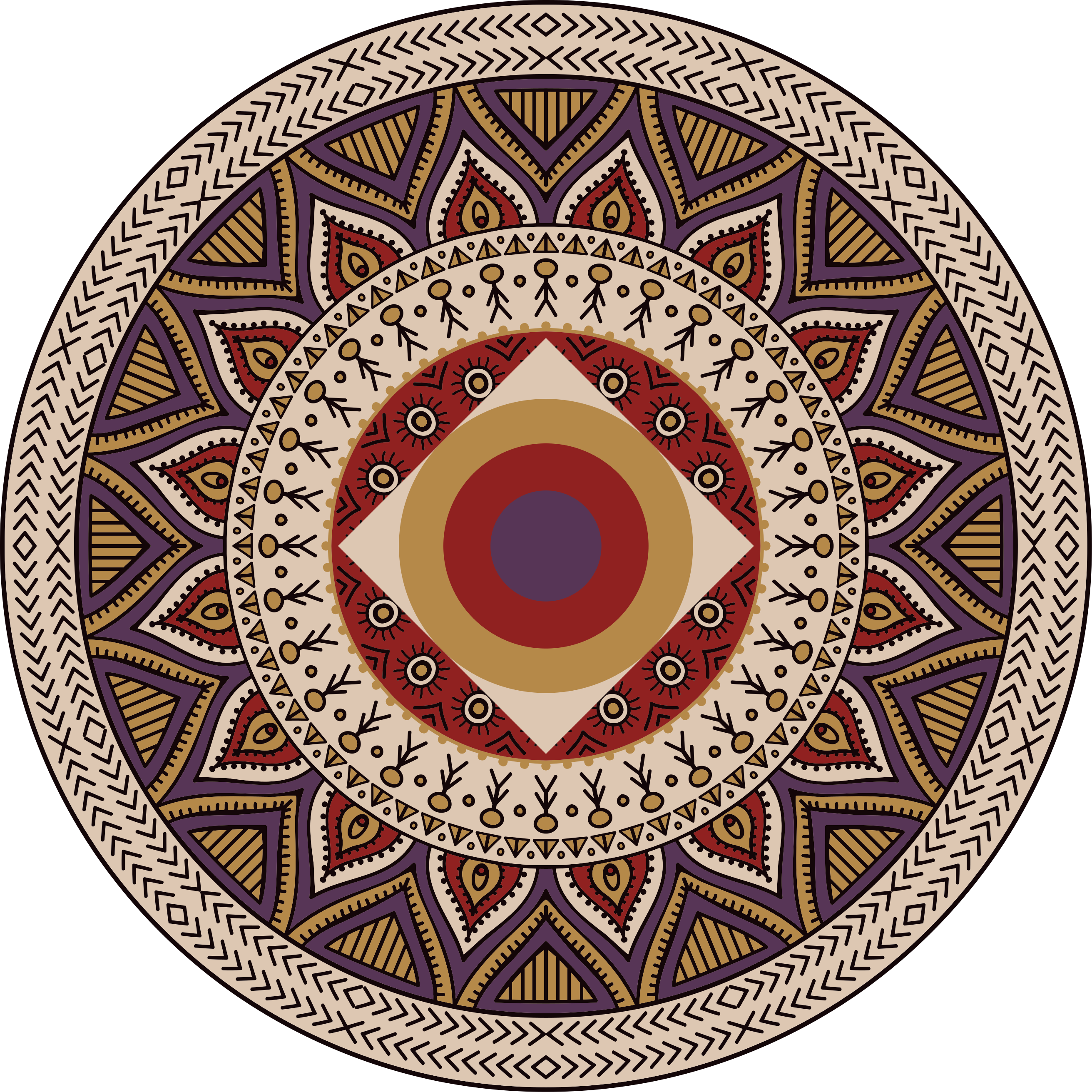 Tapete de textura mandala bege floral - TenStickers