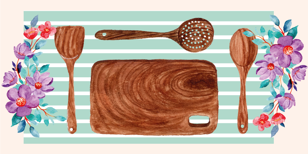 Tapete vinílico cozinha acessórios florais para cozinha - TenStickers