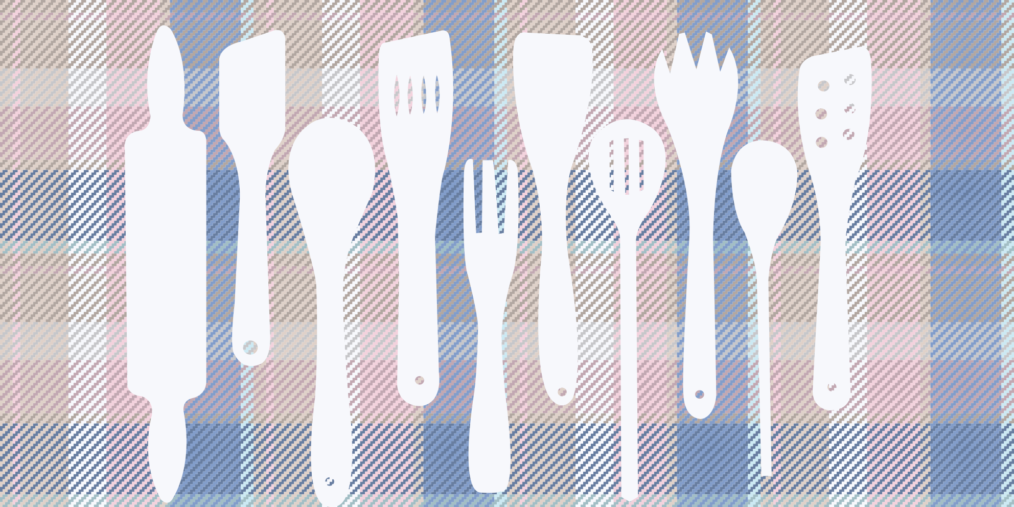 Tapete vinílico cozinha silhuetas de utensílios de cozinha - TenStickers