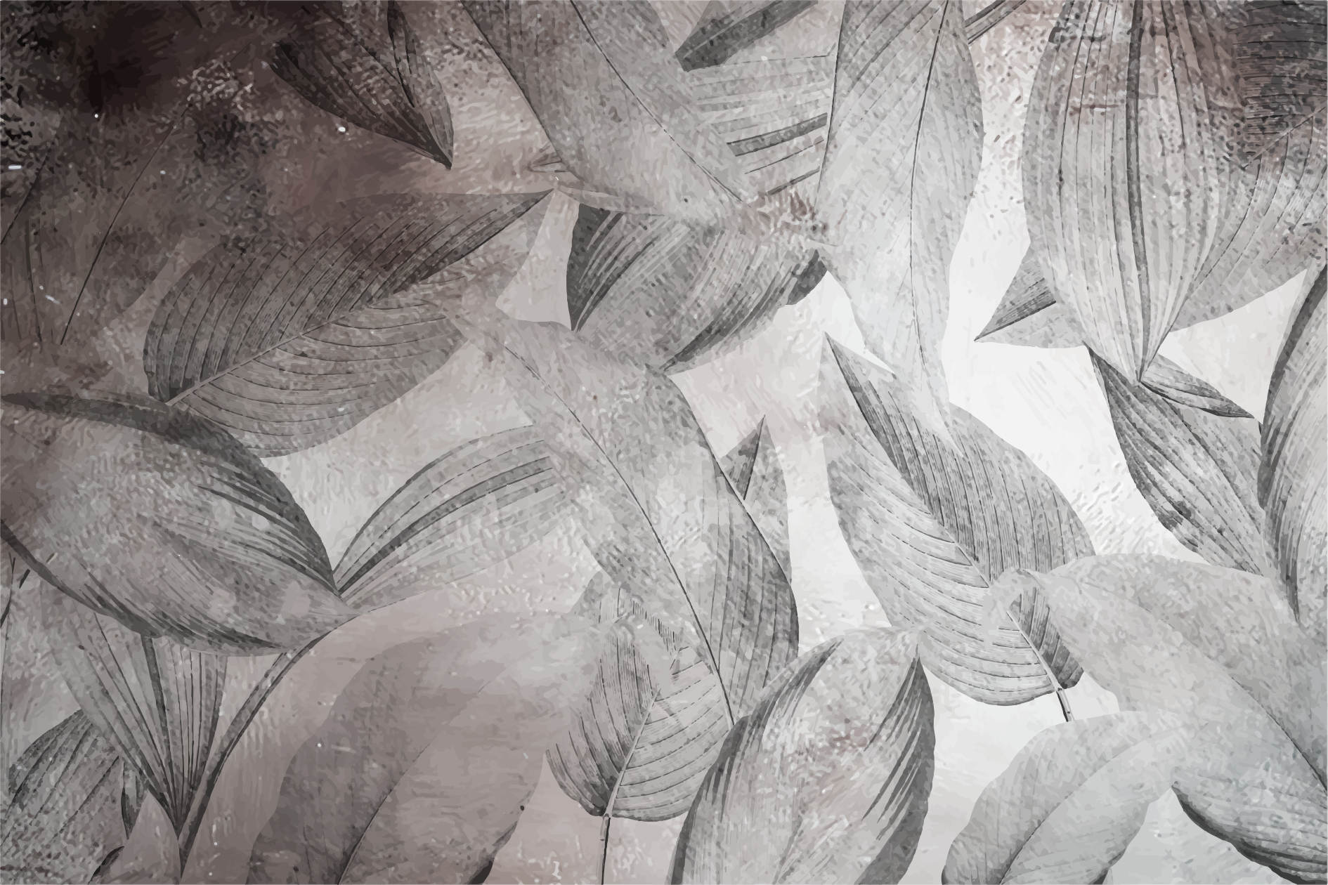 Tons de cinza folhas estampadas tapete floral - TenStickers