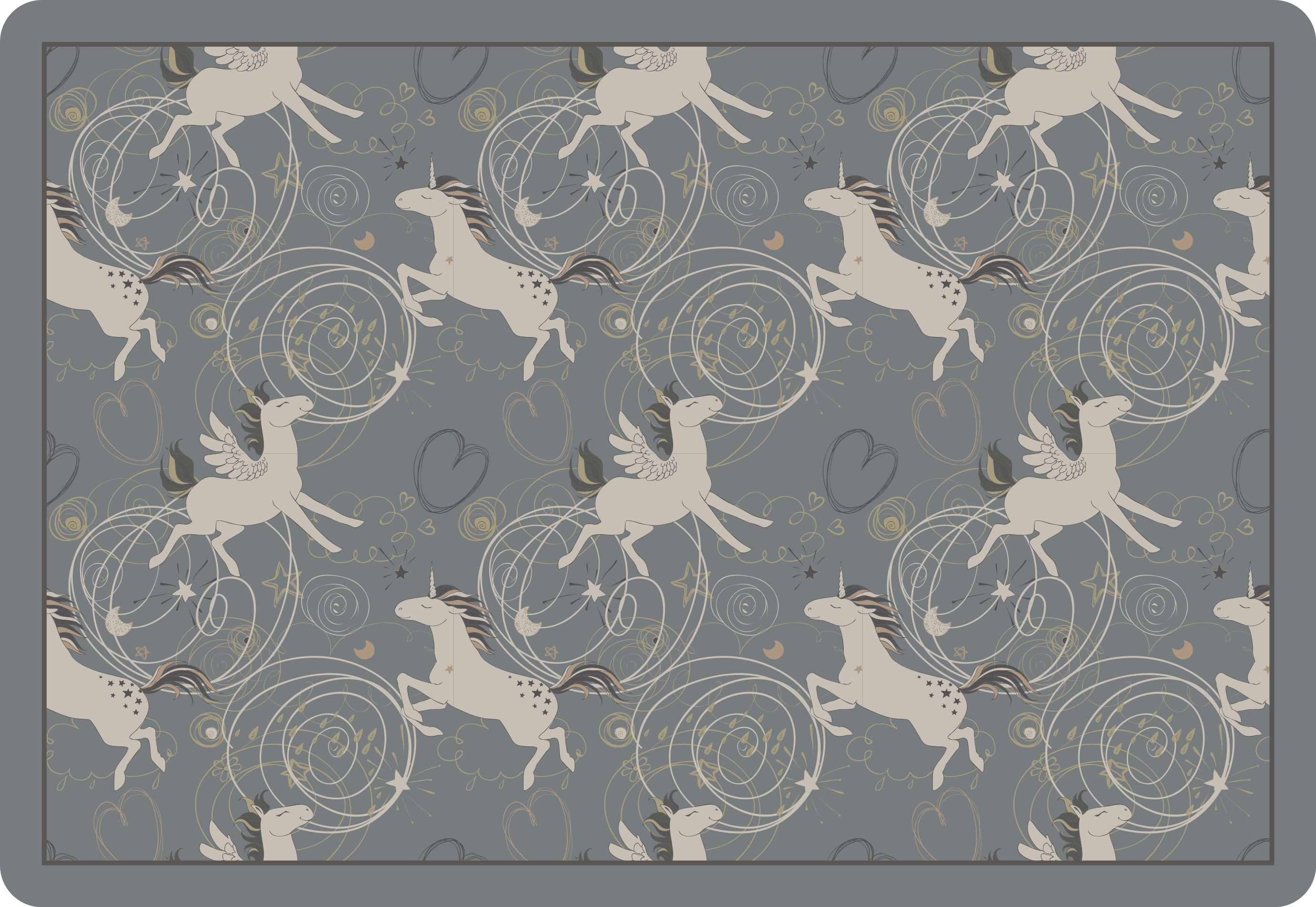 Tapete de vinil infantil com fundo escuro de unicórnios pegasus - TenStickers