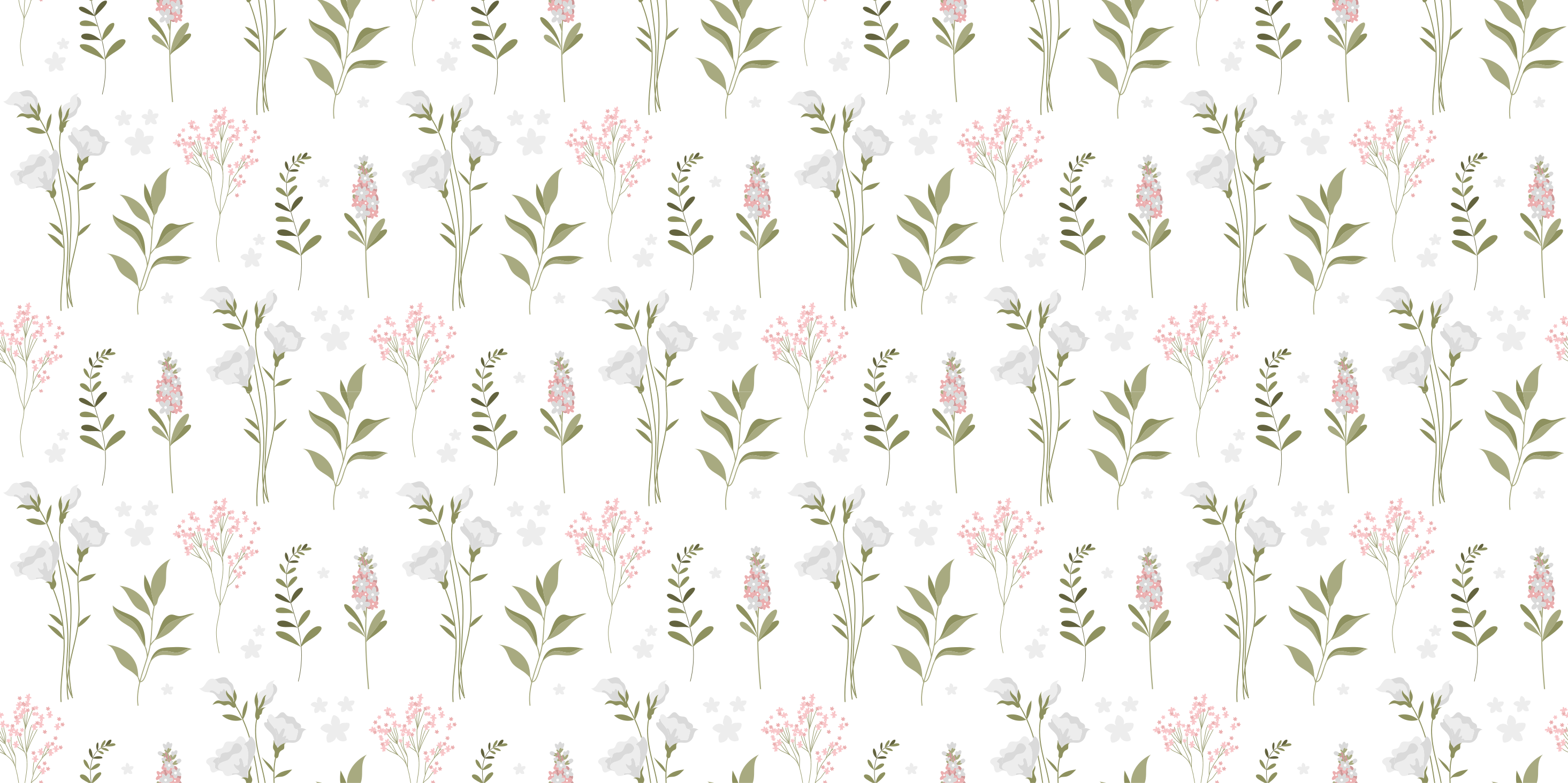 Tapete floral minimalista com padrão de flores silvestres - TenStickers