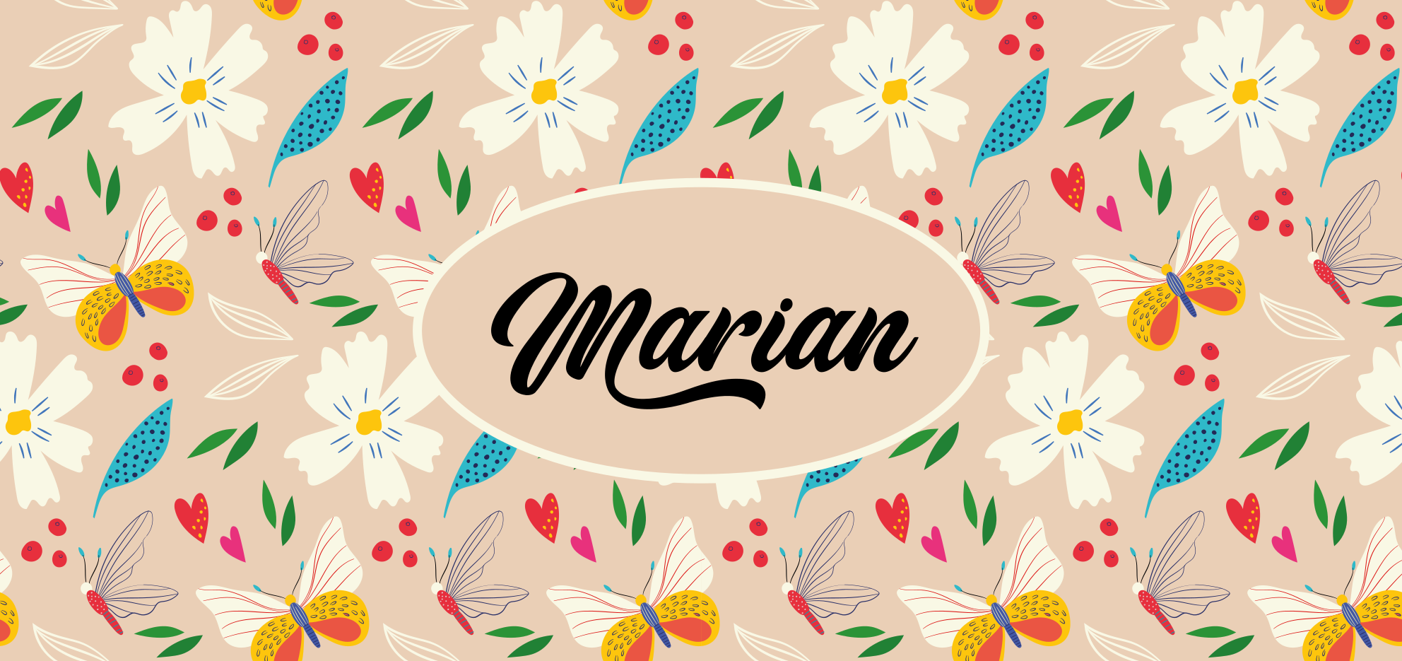 Tapete vinílico quarto floral bege personalizado - TenStickers