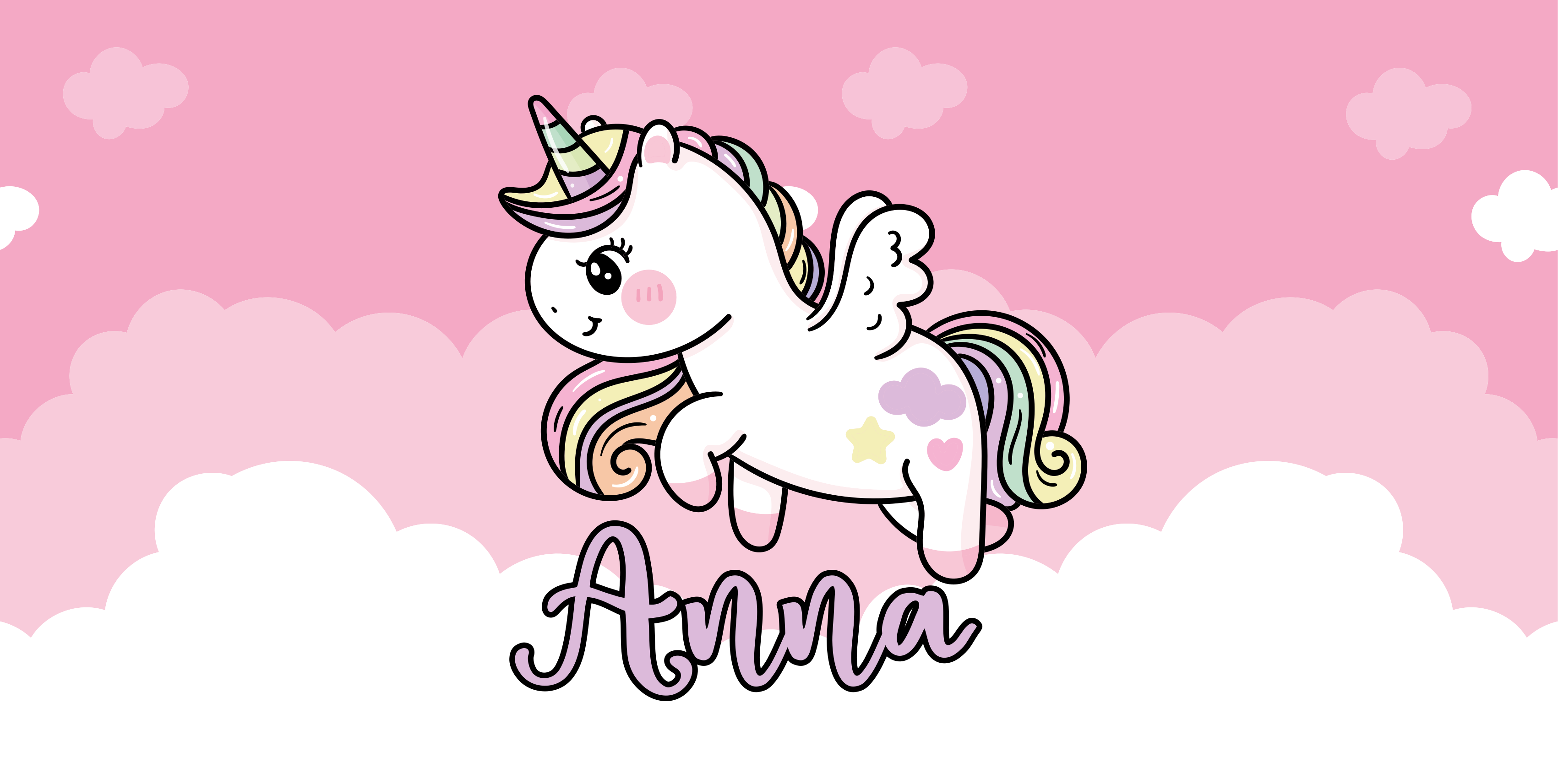 Tapete personalizado unicórnio mágico rosa - TenStickers
