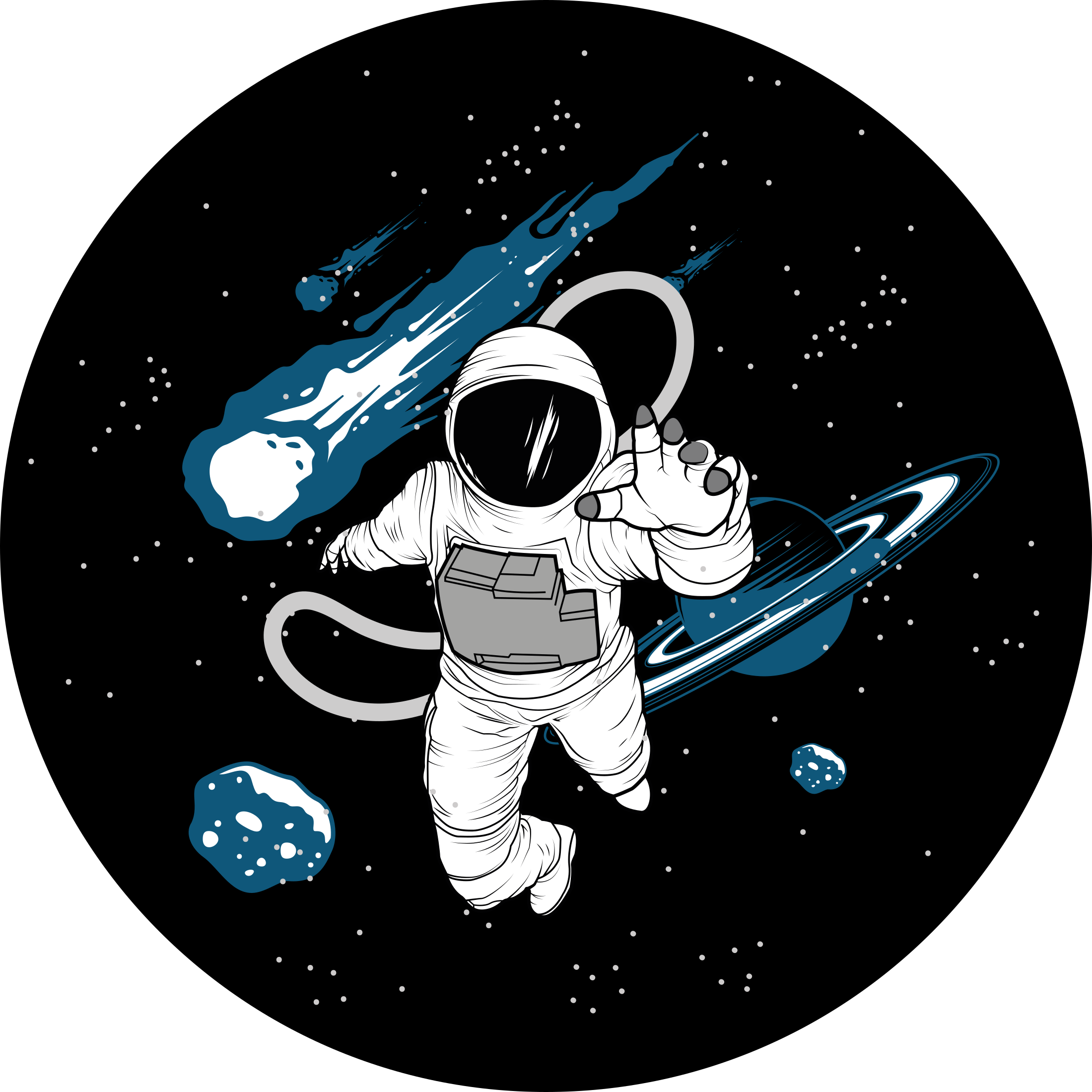 Tapete de quarto de personagem de astronauta desenhado à mão - TenStickers