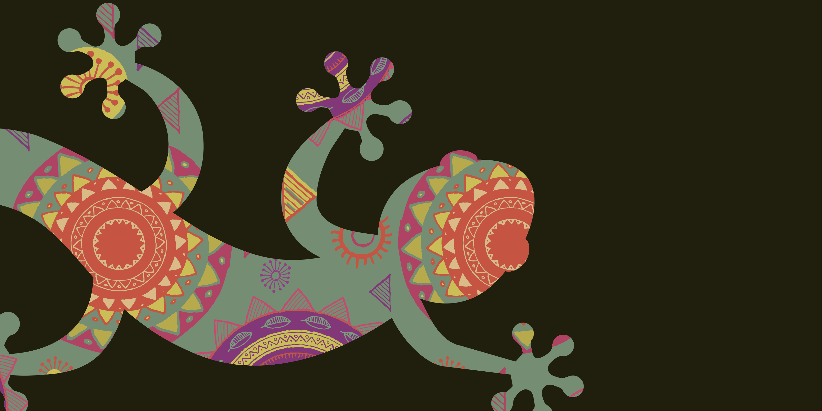 Tapete vinílico de mandala lagarto geométrico colorido - TenStickers