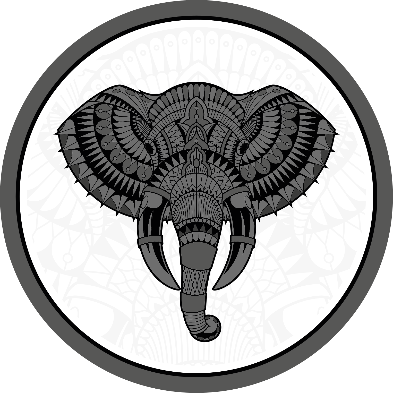 Tapete vinílico de animais mandala cinza elefante - TenStickers