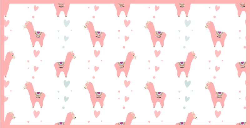 Tapete vinílico para bebés padrão de amor de lhama - TenStickers