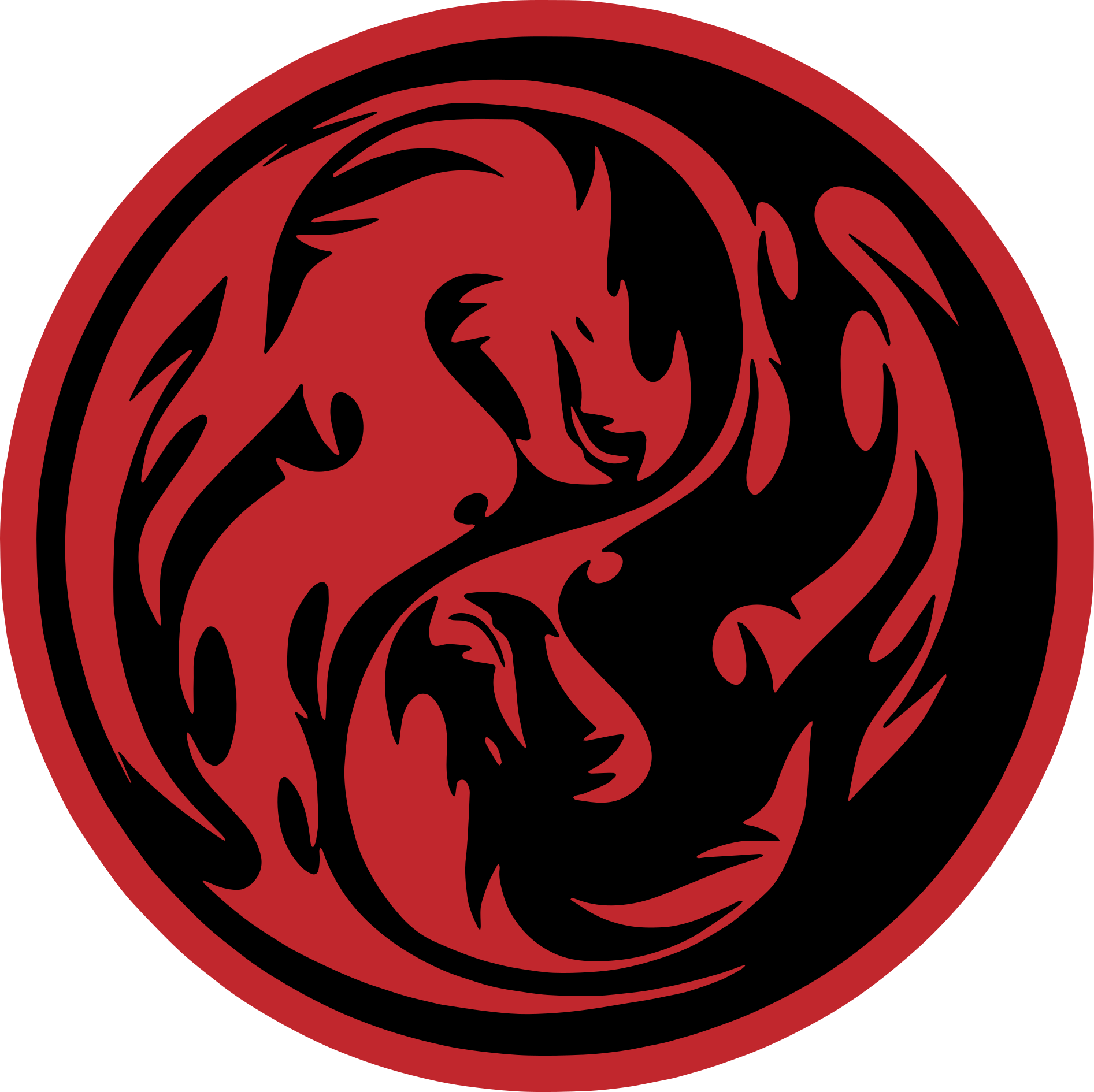 Tapete circular preto e vermelho dragão yin yang - TenStickers